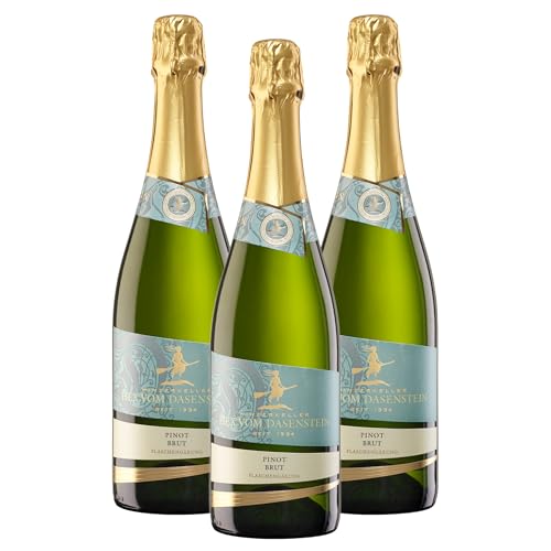 Hex vom Dasenstein Pinot brut Sekt - KLASSISCHE FLASCHENGÄRUNG - Sekt brut fein perlend, erfrischend und cremig, Winzersekt aus Baden (3 x 0,75l) von Winzerkeller Hex vom Dasenstein