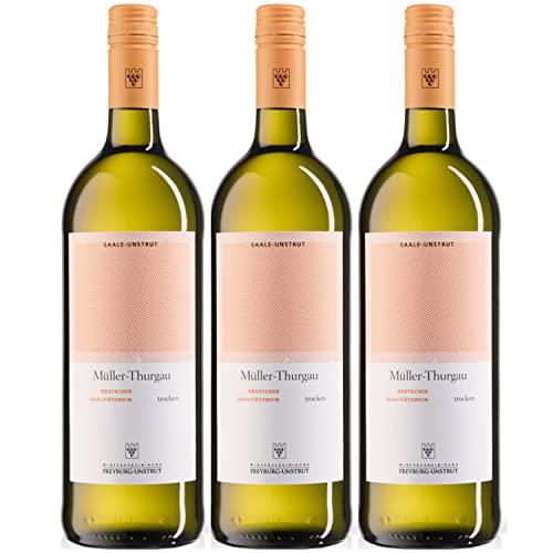 WV Freyburg-Unstrut Müller-Thurgau Weißwein Wein trocken Deutschland I Visando Paket (3 x 1,0l) von Winzervereinigung Freyburg-Unstrut