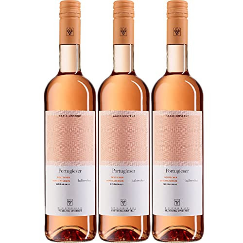 WV Freyburg-Unstrut Portugieser Weissherbst Roséwein Wein halbtrocken I Visando Paket (3 Flaschen) von Winzervereinigung Freyburg-Unstrut