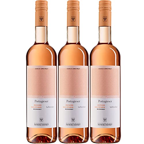 WV Freyburg-Unstrut Portugieser Weissherbst Roséwein Wein halbtrocken I Visando Paket (3 Flaschen) von Winzervereinigung Freyburg-Unstrut