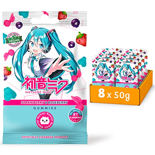 Anime Vocaloid Hatsune Miku Vegane Gummibärchen - Fruchtgummi Geschmack: Erdbeere & Heidelbeere (8x50g) von Wir sind natür