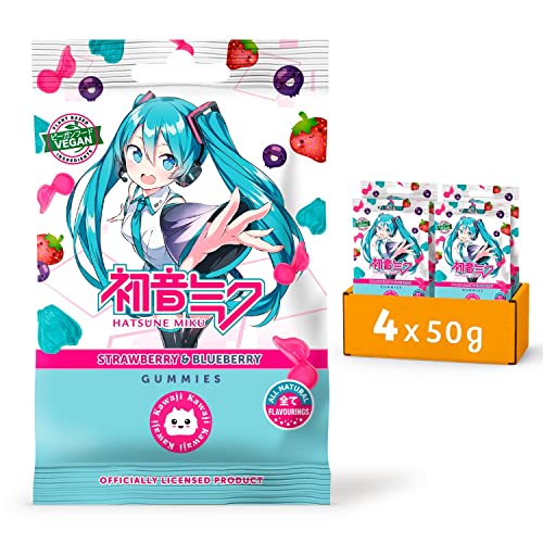 Anime Vocaloid Hatsune Miku Vegane Gummibärchen - Fruchtgummi Geschmack: Erdbeere & Heidelbeere (4x50g) von Wir sind natür
