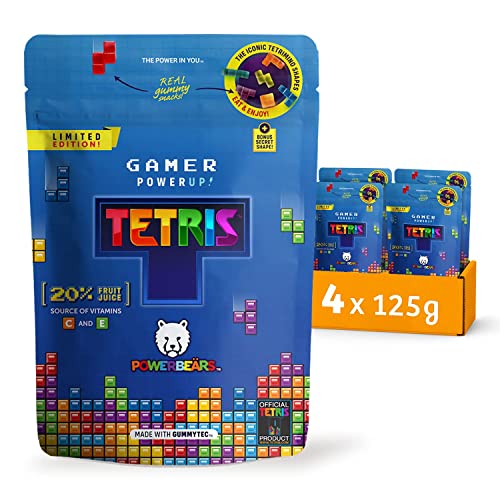 Powerbeärs Gamer Gummies - 4x125g Gummibärchen in Tetris-Formen - Gummibären mit 20% Fruchtsaft und Vitaminen, 8 fruchtige Geschmacksrichtungen von Wir sind natür