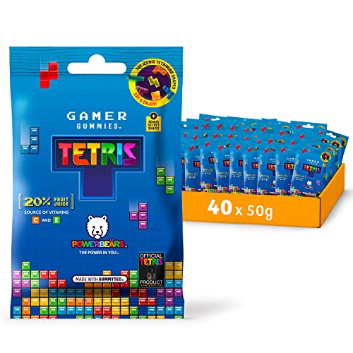 Powerbeärs Gamer Gummies - 40x50g Gummibärchen in Tetris-Formen - Gummibären mit 20% Fruchtsaft und Vitaminen, 8 fruchtige Geschmacksrichtungen von Wir sind natür