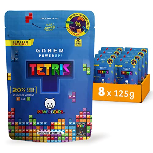 Powerbeärs Gamer Gummies - 8x125g Gummibärchen in Tetris-Formen - Gummibären mit 20% Fruchtsaft und Vitaminen, 8 fruchtige Geschmacksrichtungen von Wir sind natür