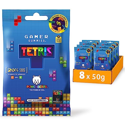 Wir sind natür Powerbeärs Gamer Gummies - 8x50g Gummibärchen in Tetris-Formen - Gummibären mit 20% Fruchtsaft und Vitaminen, 8 fruchtige Geschmacksrichtungen von Wir sind natür