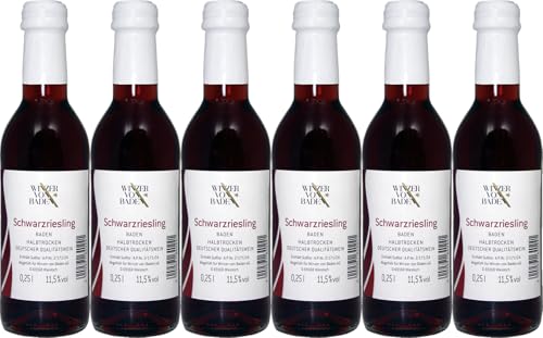 Winzer von Baden Schwarzriesling Weinmini 0,25 L Halbtrocken (6 x 0.25 l) von WirWinzer