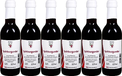 Winzer von Baden Spätburgunder Weinmini 0,25 L Halbtrocken (6 x 0.25 l) von WirWinzer