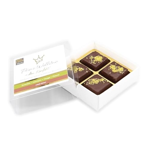 Pralinen Konfekt Prinz Wöllstein 4er Geschenk Box, feine luxuriöse Pralinenmischung HANDGEMACHT aus Meisterhand Pralinen Konfekt Prinz Wöllstein 4er Geschenk Box, feine luxuriöse Pralinenmischung HANDGEMACHT aus Meisterhand von Wöllsteins Desserthaus