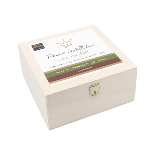 Pralinen Konfekt Prinz Wöllstein 32er in Holz Geschenkbox, feine luxuriöse Pralinen, Nougatpralinen, Marzipanpralinen HANDGEMACHT aus Meisterhand Pralinen Konfekt Prinz Wöllstein 32er in Holz Geschenkbox, feine luxuriöse Pralinen, Nougatpralinen, Marzipanpralinen HANDGEMACHT aus Meisterhand von Wöllsteins Desserthaus