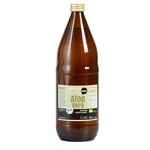 6 Flaschen a 1l Aloe Vera Frischpflanzensaftsaft in Bio Qualität, 100 % Direktsaft in der Glasflasche von Wohltuer