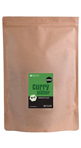 Wohltuer, Curry Blätter, Getrocknete Curryblätter zur Teeherstellung, Eisenhaltig, Bio Qualität Nahrungsergänzung, 60 g, Vegan, Glutenfrei von Wohltuer