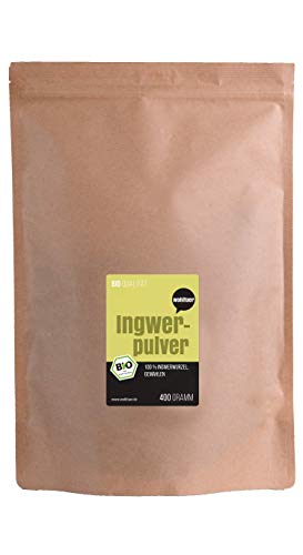 Wohltuer Bio Ingwerpulver - Ingwerwurzel gemahlen 400g - Glutenfrei - Ideal auch für Ingwertee oder Ingwerwasser - Aus Indien von Wohltuer