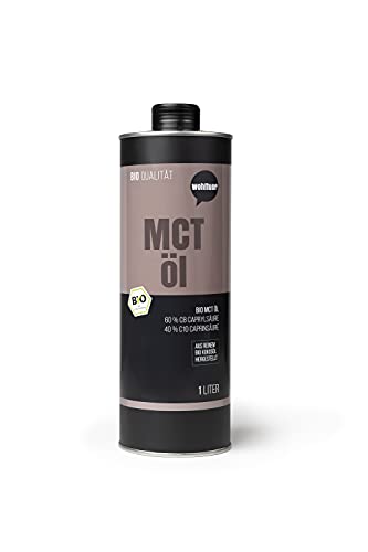 Wohltuer Bio MCT Öl 1000 ml - Hergestellt aus reinem Bio Kokosöl - C8 Caprylsäure & C10 Caprinsäure - für ketogene Ernährung von Wohltuer