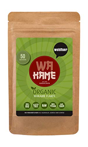 Wohltuer Bio Wakame Flocken | Wakame Algen Bio getrocknet | Meeresalgen aus Wildsammlung Rohkost 50g von Wohltuer