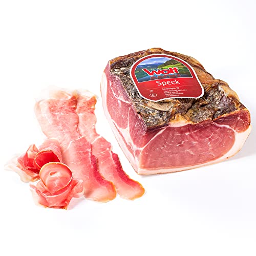 Speck di Sauris, Hergestellt Mit Traditioneller Räuchermethode, Mindestens 4 Monate Gereift, Glutenfrei, Vakuumverpackt, Stück 0,7 Kg (Mind. Nettogewicht Garantiert) von WOLF