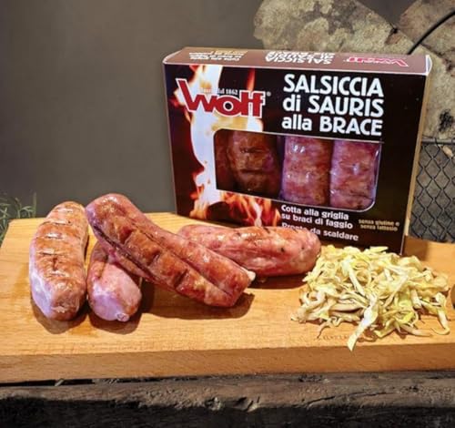 Wolf Sauris Salsiccia di Sauris alla brace gegrillte geräucherte Bratwürste vakuumiert 250gr von WOLF