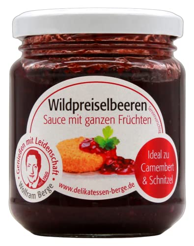 Wolfram Berge Wildpreiselbeeren Sauce mit ganzen Früchten, 3er Pack (3 x 215g) von Wolfram Berge