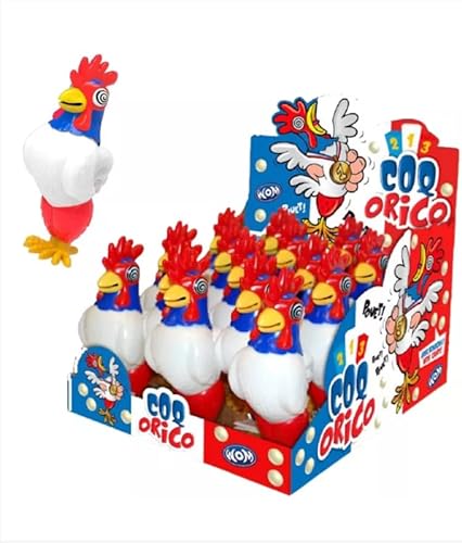 Brabo – Hahn Orico – Verspielte Süßwaren – speziell für Olympische Spiele – Hahn aus Spielzeug in Blau Weiß Rot mit Süßigkeiten – Erdbeergeschmack – 16 cm – Display mit 15 Teilen Brabo – Hahn Orico – Verspielte Süßwaren – speziell für Olympische Spiele – Hahn aus Spielzeug in Blau Weiß Rot mit Süßigkeiten – Erdbeergeschmack – 16 cm – Display mit 15 Teilen von Wom