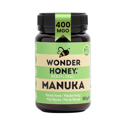 Wonder Honey Roher Manuka-Honig MGO 400+ | Unpasteurisiert, Rückverfolgbar, Nicht-GMO, Ohne Pestizide, Abgefüllt in Neuseeland | 500g von Wonder Honey
