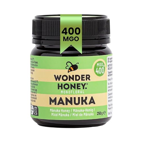 Wonder Honey Roher Manuka-Honig MGO 400+ | Unpasteurisiert, Rückverfolgbar, Nicht-GMO, Ohne Pestizide, Abgefüllt in Neuseeland | 250g Wonder Honey Roher Manuka-Honig MGO 400+ | Unpasteurisiert, Rückverfolgbar, Nicht-GMO, Ohne Pestizide, Abgefüllt in Neuseeland | 250g von Wonder Honey