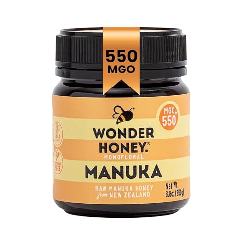 Wonder Honey Roher Manuka-Honig MGO 550+ | Unpasteurisiert, Rückverfolgbar, Nicht-GMO, Ohne Pestizide, Abgefüllt in Neuseeland | 250g Wonder Honey Roher Manuka-Honig MGO 550+ | Unpasteurisiert, Rückverfolgbar, Nicht-GMO, Ohne Pestizide, Abgefüllt in Neuseeland | 250g von Wonder Honey