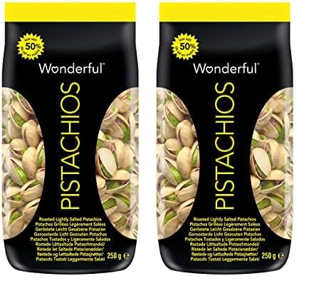 Wonderful Pistachios & Almonds Sachet Pistaches Lègérement Salées 250 G (Packung mit 2) von Wonderful Pistachios