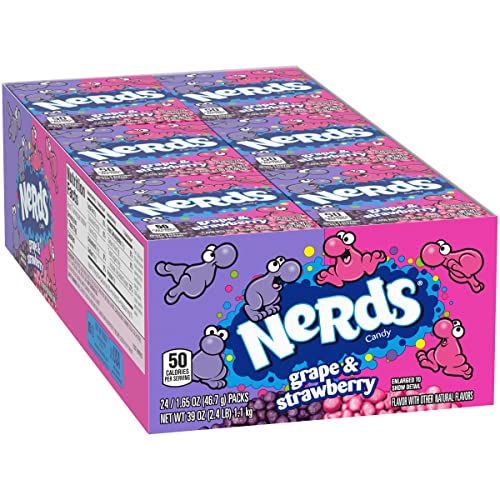 NERDS Erdbeere & Traube 46,7 g – Amerikanische Süßigkeiten, 24 Packungen von Wonka