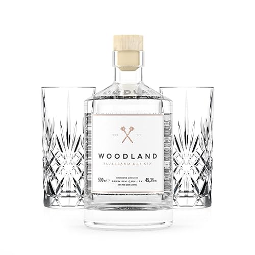 Woodland Dry Gin 0,5l Bundle inkl. 2 Gläser von Woodland