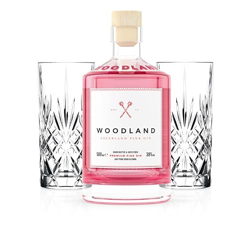Woodland Pink Gin 0,5l Bundle inkl. 2 Gläser von Woodland