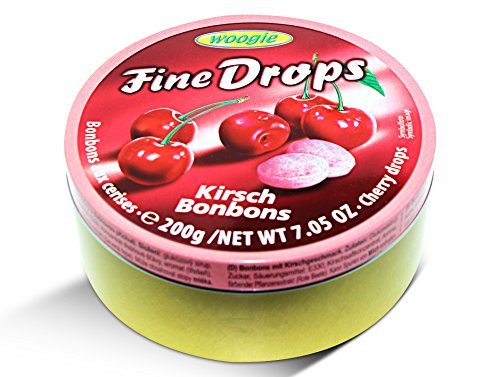 Woogie, German Fine Drops Sanded Cherry Candy Tin 200gr (Kirschgeschmack) (4 Stück) von Woogie