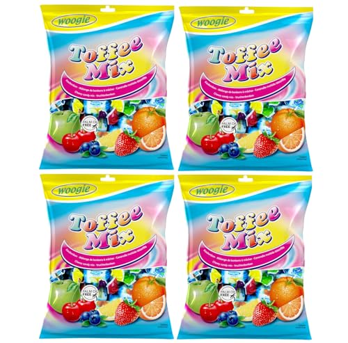 Woogie Toffee Mix Kaubonbon Gemischter Kauspaß Mit Fruchtgeschmack Vorteilspackung 4 x 160g von Woogie