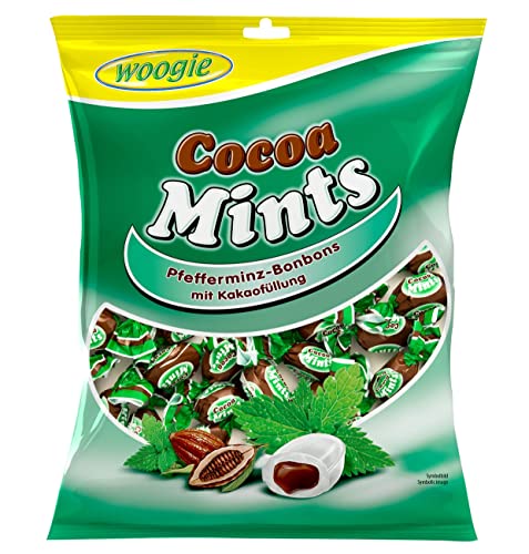 Woogie Cocoa Mints Pfefferminz- Bonbons Mit Kakaofüllung 150g von Woogie