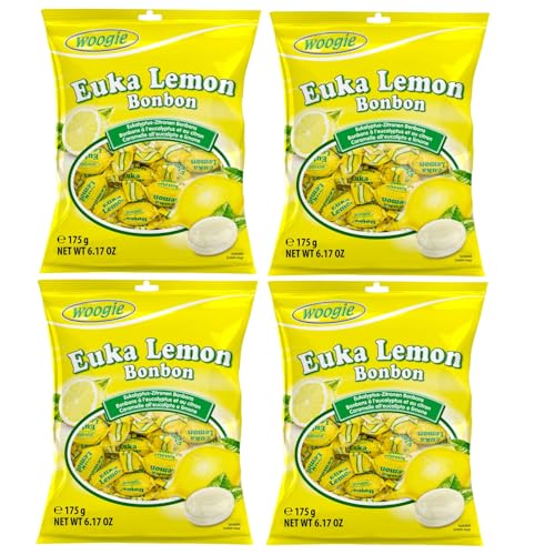 Woogie Euka Lemon Bonbon Eukalyptus- Zitronen Hartkaramellen Vorteilspackung 4 x 175g von Woogie