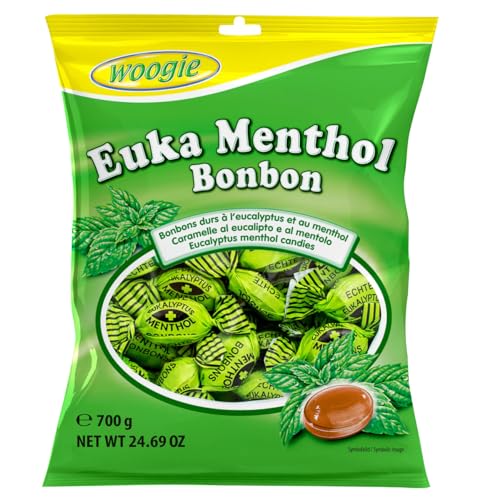 Woogie Euka Menthol Bonbon Hartkaramellen Mit Eukalyptus- und Mentholgeschmack 700g von Woogie