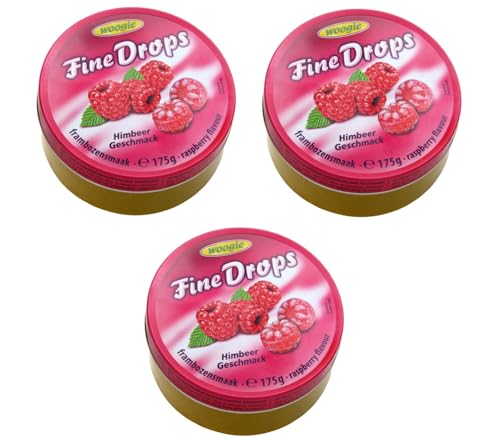 Woogie Fine Drops Himbeer-Geschmack Bonbons Vorteilspackung Set 3 x 175g von Woogie