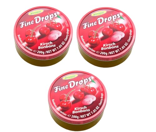 Woogie Fine Drops Kirsch Bonbons Vorteilspackung Set 3 x 200g von Woogie