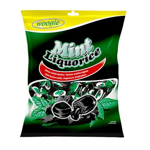 Woogie Mint Liquorice Minze- Lakritz Bonbon Mit Lakritzfüllung 170g von Woogie