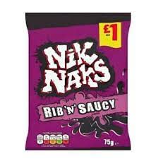 Nik Naks Flavour Corn Snack £1 20 x 75 g (Rib & Saucy) von Wowboxme