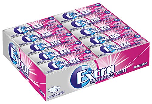 EXTRA Kaugummi | Professional White Bubblemint | Zuckerfrei | 30 Packungen (30 x 10 Dragees) | 420 g von EXTRA