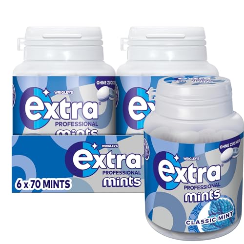 EXTRA Professional | Classic Mint | Lutschpastillen mit Minz-Geschmack | Frischer Atem | Zuckerfrei | 6 Packungen (6 x 70 Dragees) von EXTRA