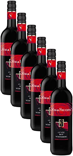 Württemberger Wein - SÜSS und FRUCHTIG - Cuvée Rot QW süß (6 x 0.75 l) - Fruchtige Cassis- und Kirscharomen, deutscher Rotwein von WZG