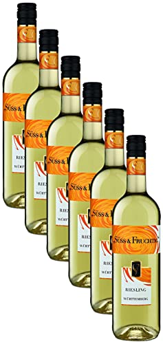 Württemberger Wein Riesling SÜSS und FRUCHTIG - leckeres Aromenspiel von Äpfeln, Birnen, Mango - 6 x 0.75 l von WZG