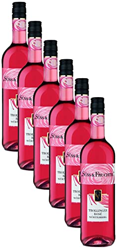 Württemberger Wein - SÜSS und FRUCHTIG: Trollinger Rosé QW, 6 x 0.75 l - Erdbeer- und Kirscharomen von WZG
