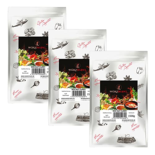 Curry - Gewürzmischung. Red, Hot Curry. Masala-Gewürzmischung. Feurig-würzige Gewürzspezialität in Premiumqualität. 3 PE - Beutel je 1500g (4,5KG) von Würzteufel