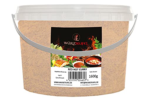 Curry - Gewürzmischung. Red, Hot Curry. Masala-Gewürzmischung. Feurig-würzige Gewürzspezialität in Premiumqualität. PE - Eimer 1600g (1,6KG) von Würzteufel