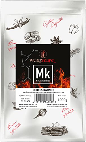 Echtes Karmin, E120, Karminsäure, Cochenille, konzentrierter, natürlicher Farbstoff. Beutel 1000g (1 KG) von Würzteufel