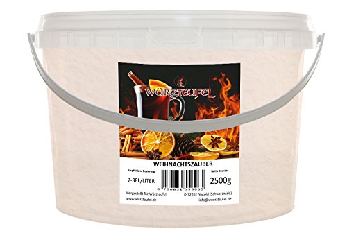 Glühwein - Gewürz Weihnachtszauber , Punsch – Gewürz. Kräftig im Geschmack: speziell für alkoholhaltige Heißgetränke. PE - Eimer 2500g (2,5 KG) von Würzteufel