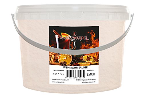 Glühwein - Gewürz Weihnachtszauber, Punsch – Gewürz. Kräftig im Geschmack: speziell für alkoholhaltige Heißgetränke. PE - Eimer 2500g (2,5 KG) von Würzteufel