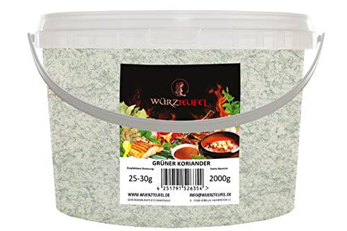 Grüner Koriander. Orientalische Grill – Gewürzzubereitung mit Echtem Korianderblatt. Grill- & Bratgewürz. PE - Eimer 2000g (2,0KG) von Würzteufel